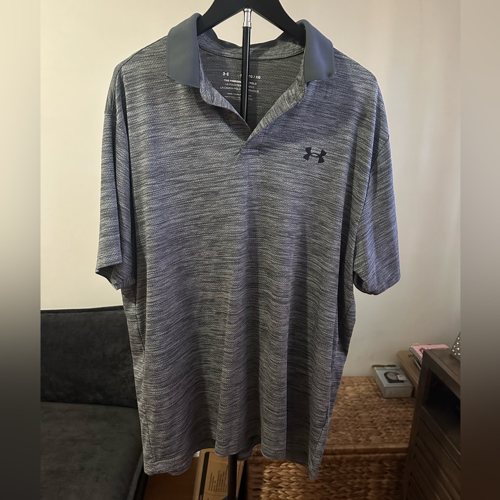 Under Armour Men's Loose Performance Polo Shirt Gray Textured Heather XL